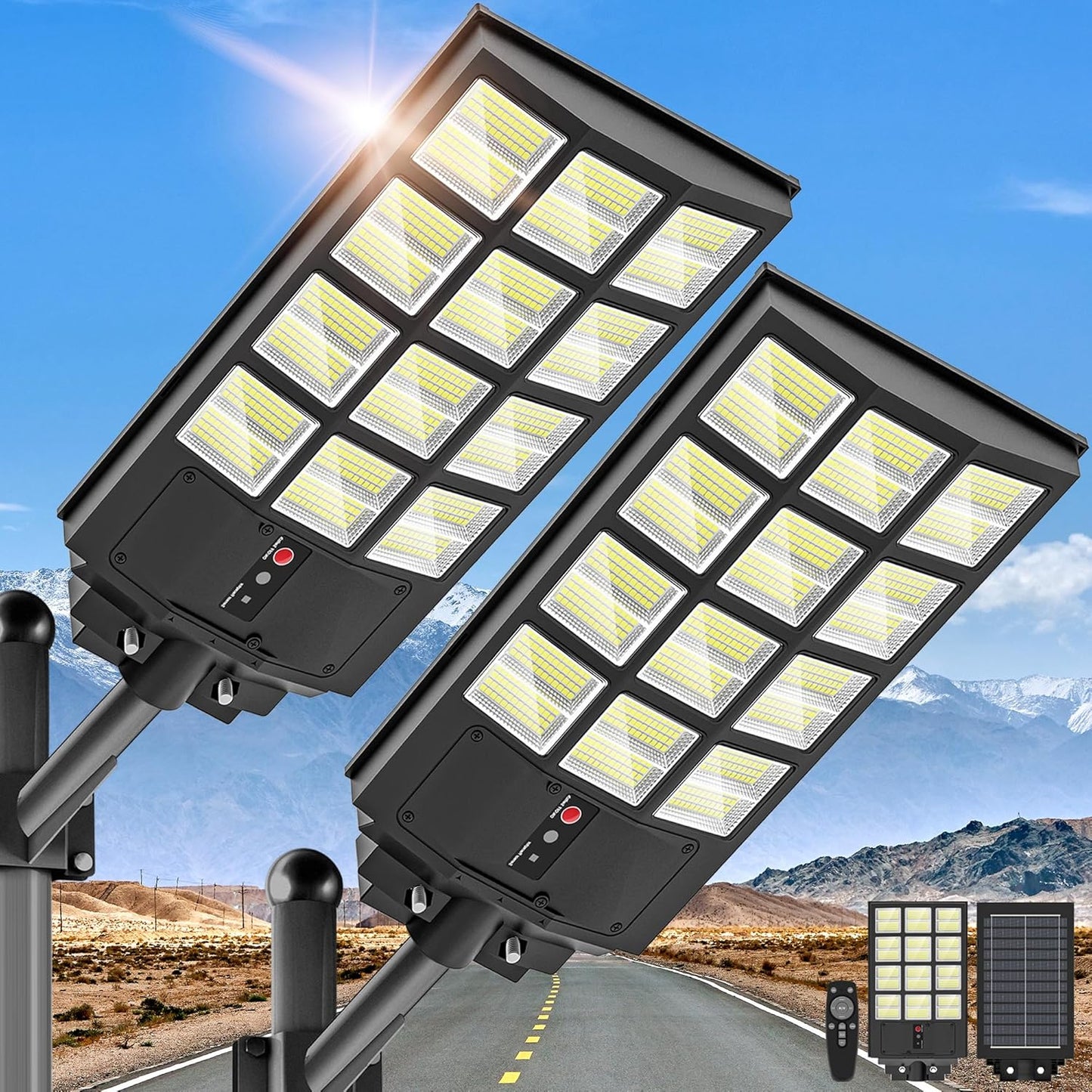 3000W Solar Street Lights Outdoor for Parking Lot and Yard