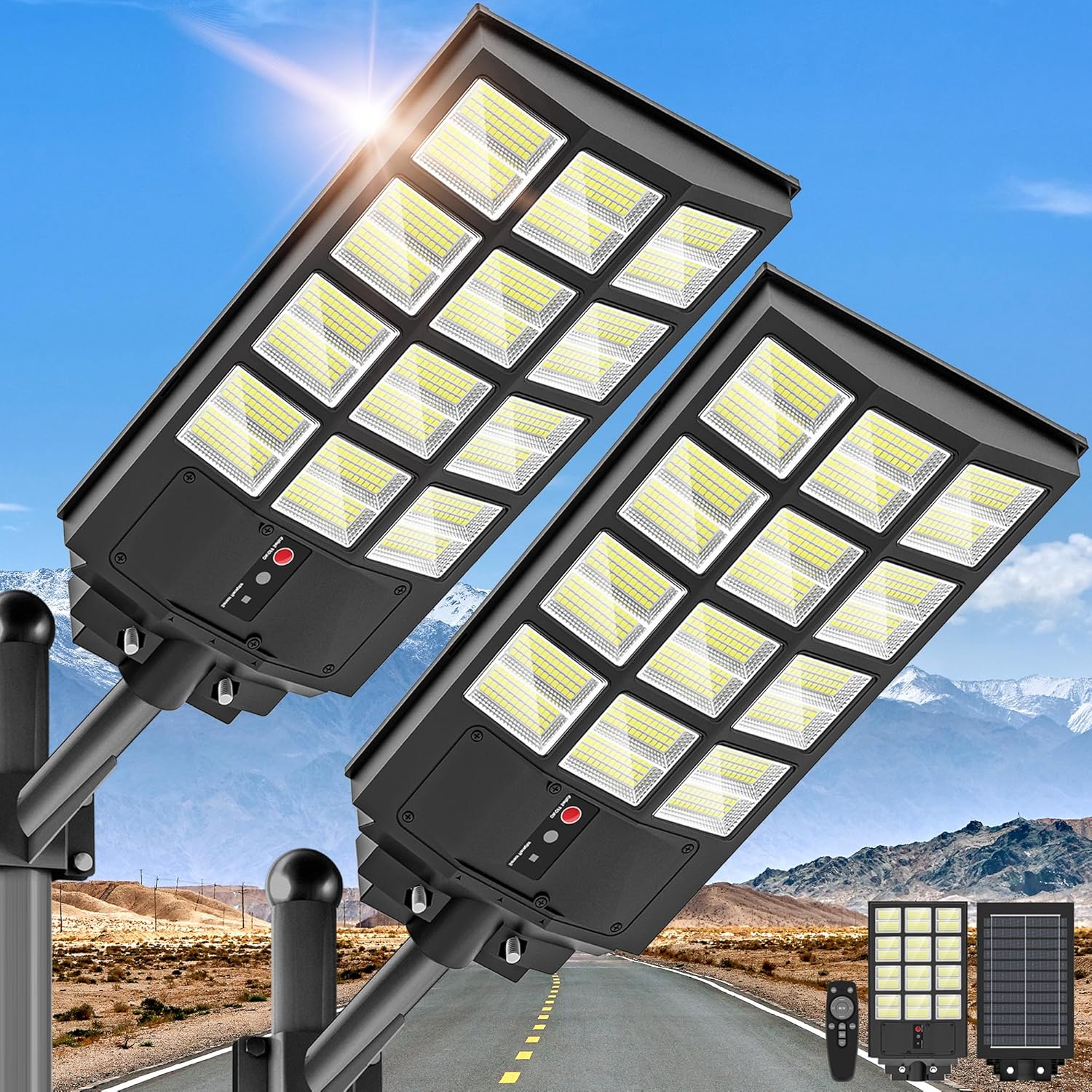 3000W Solar Street Lights Outdoor for Parking Lot and Yard