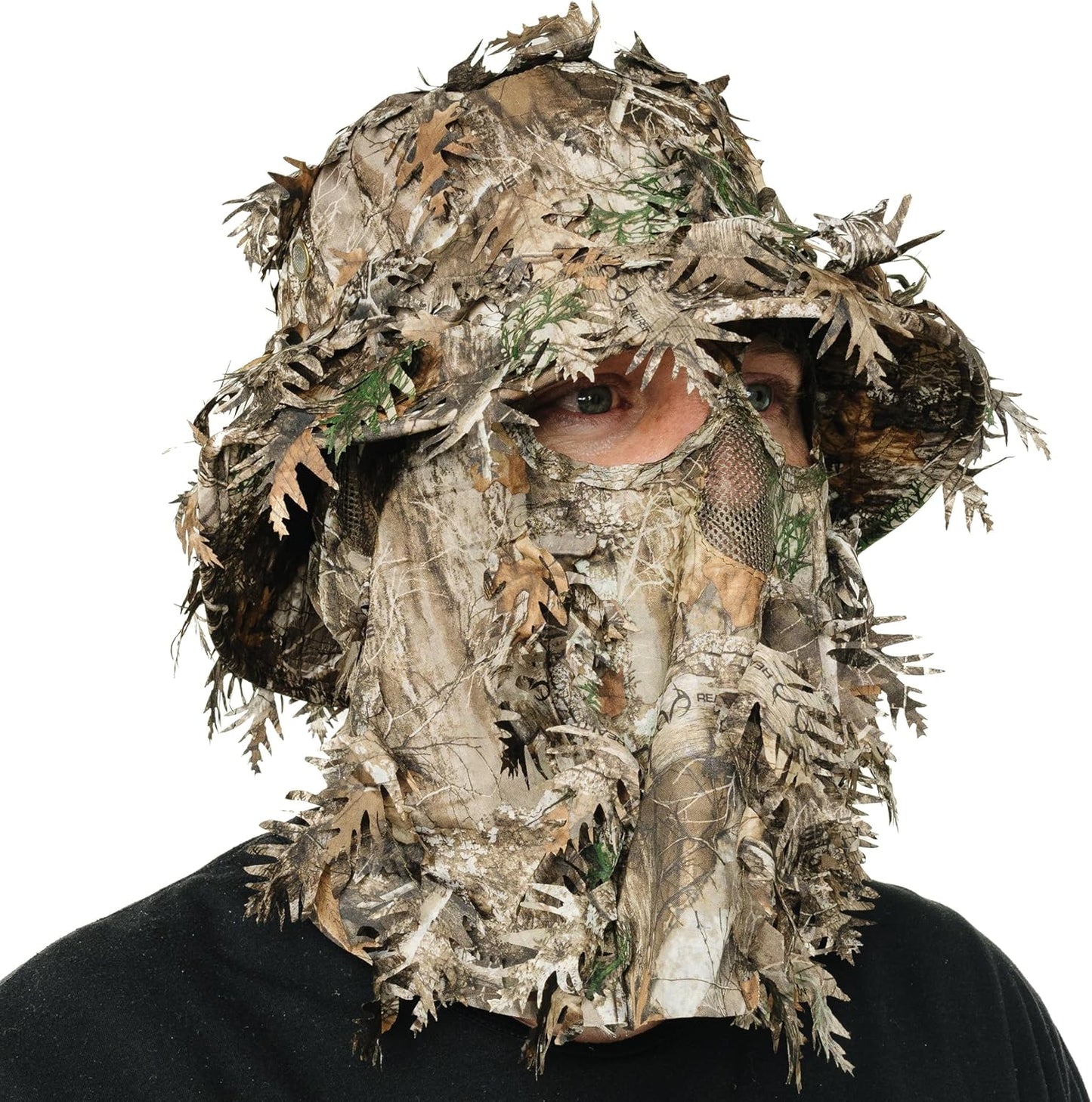 QuikCamo 3D Leafy Camo Face Mask Bucket Hat for Hunting