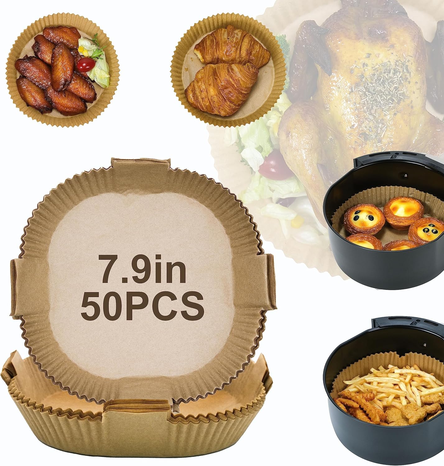 50pc Air Fryer Parchment Liners - Mess-Free Cooking!