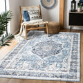 Area Rug 35 Vintage Boho Rug Light Blue - Soft, Washable, Non-Slip
