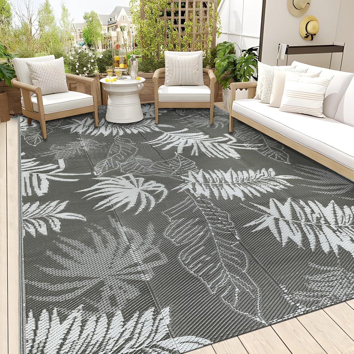 Falflor Outdoor Rug 8x10 Waterproof for Patio and Camping