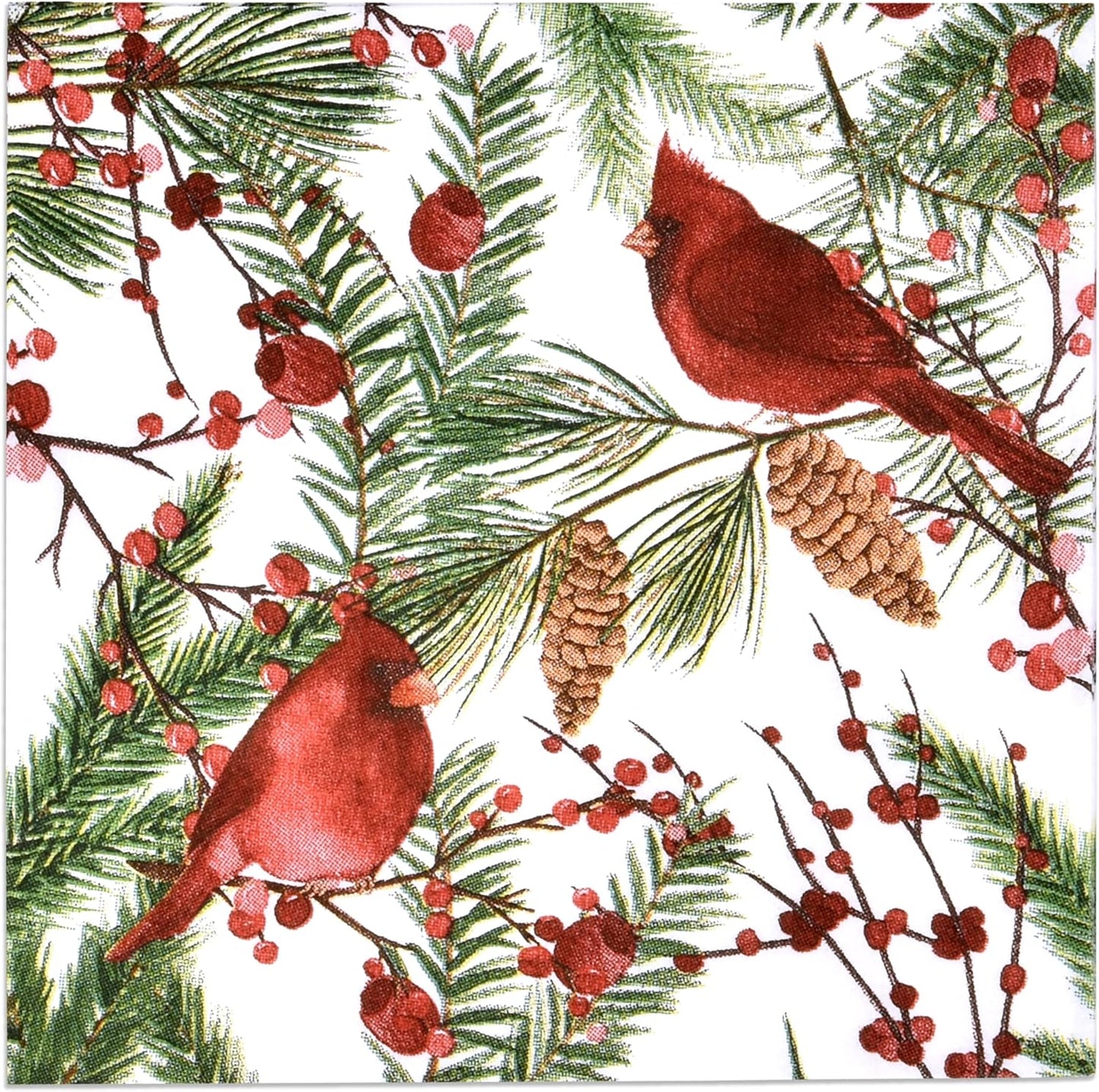 100 Elegant Christmas Cardinal Beverage Napkins - Festive Holiday Decor