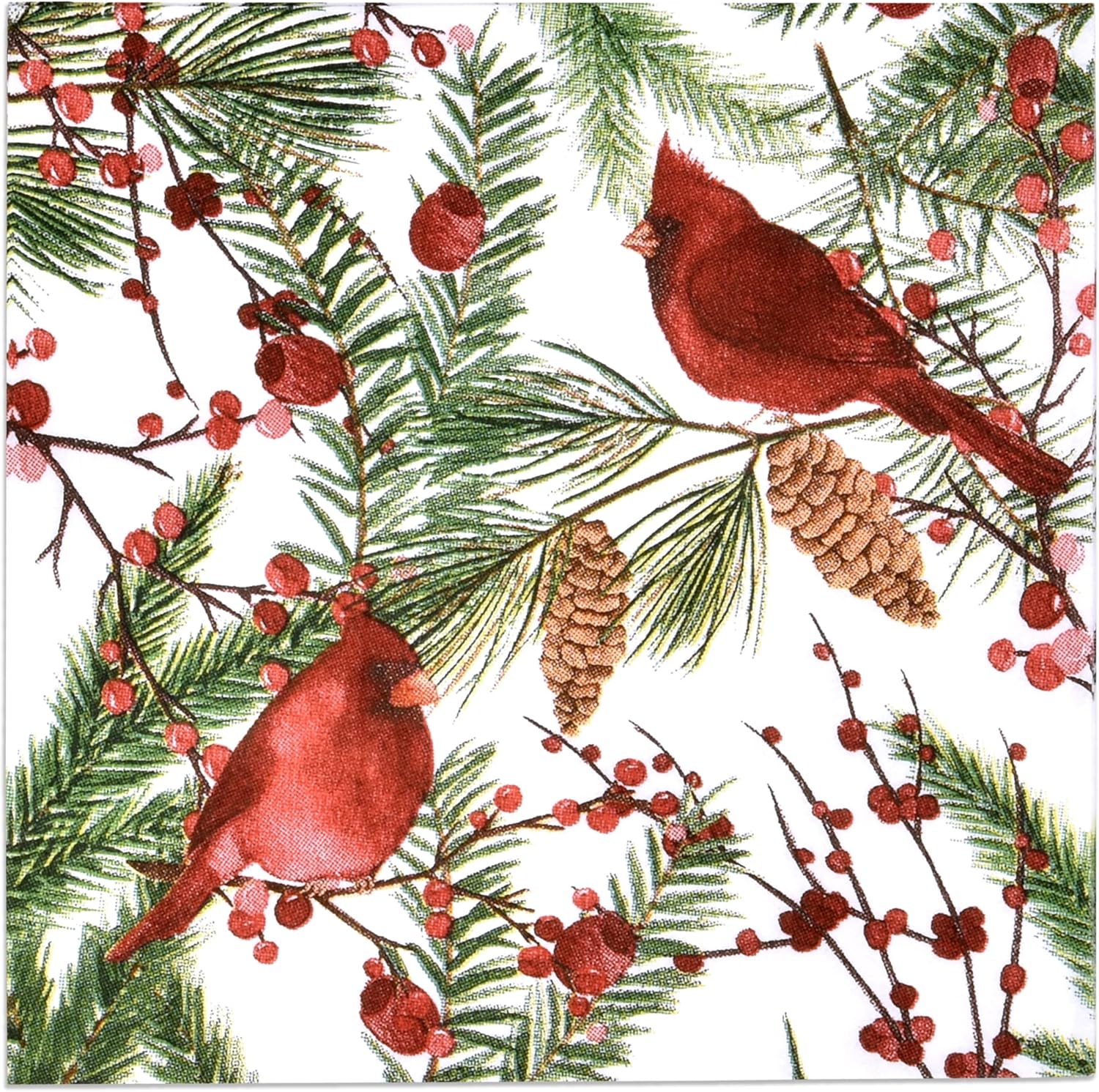 100 Elegant Christmas Cardinal Beverage Napkins - Festive Holiday Decor