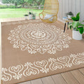 8x10 Waterproof Outdoor Rug Reversible Floral Patio Mat - Brown