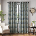 jinchan Blackout Curtains for Bedroom with Blue Damask Design
