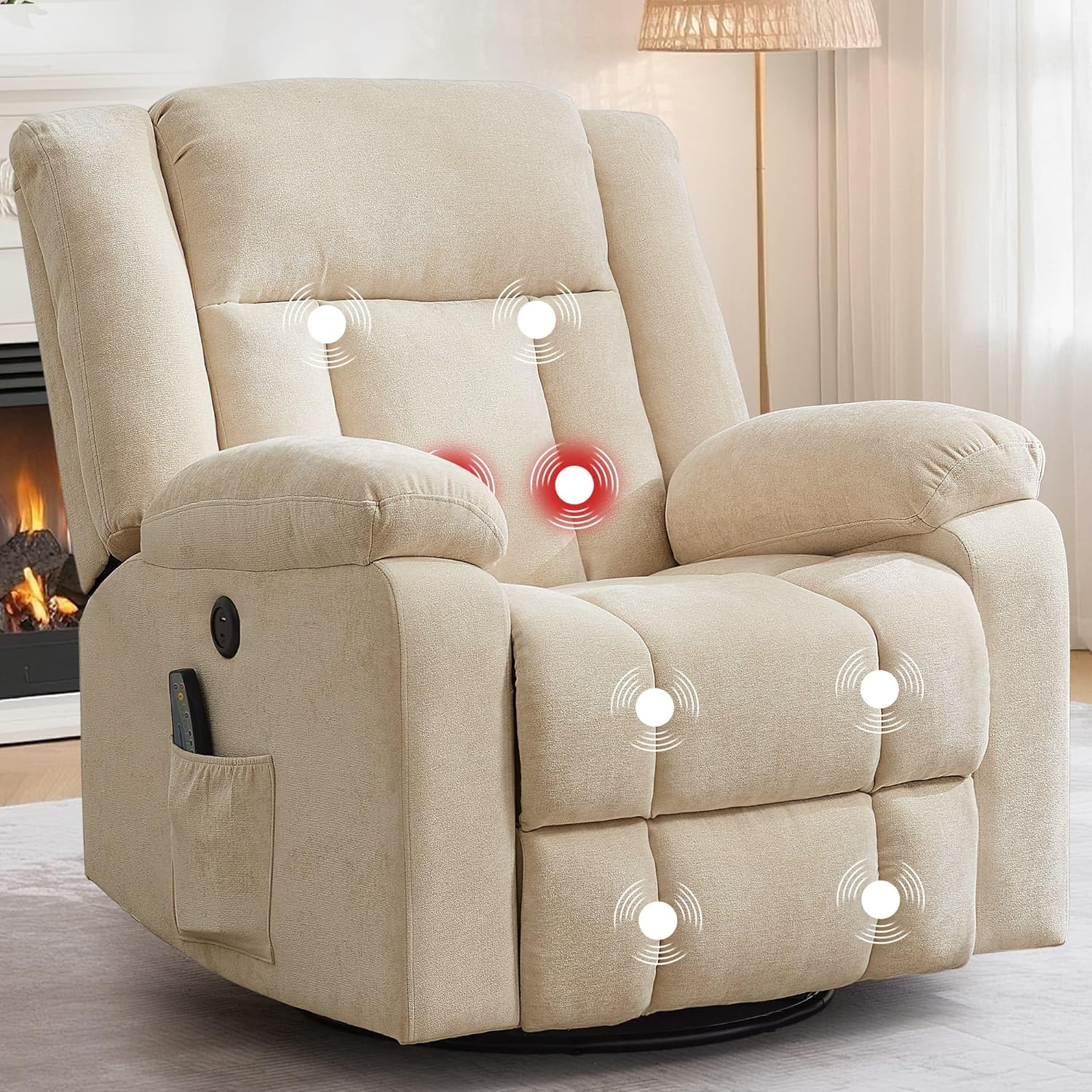 360 Swivel Rocker Recliner with Massage and Heating Features
