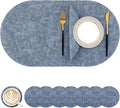 Round Faux Leather Placemats and Coasters Set of 8 - Washable
