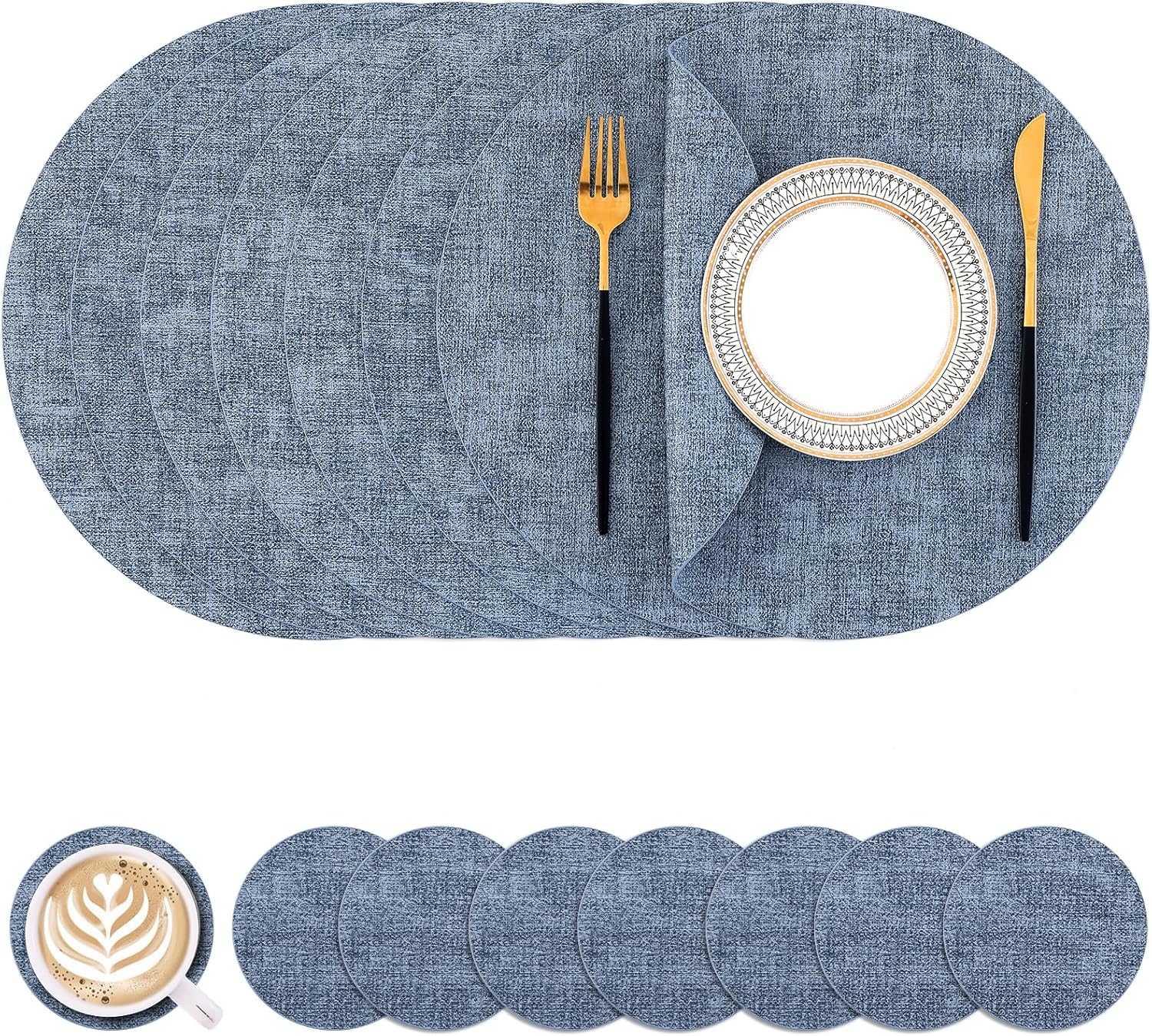 Homaxy Round Faux Leather Placemats for Indoor and Outdoor Use