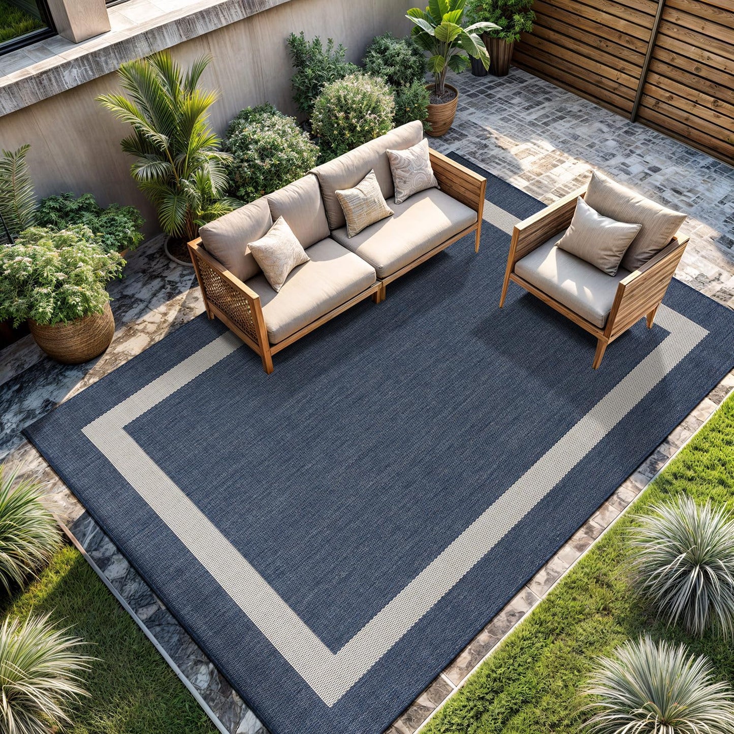 CAMILSON Outdoor Rug 6x9 - Modern Waterproof Area Carpet