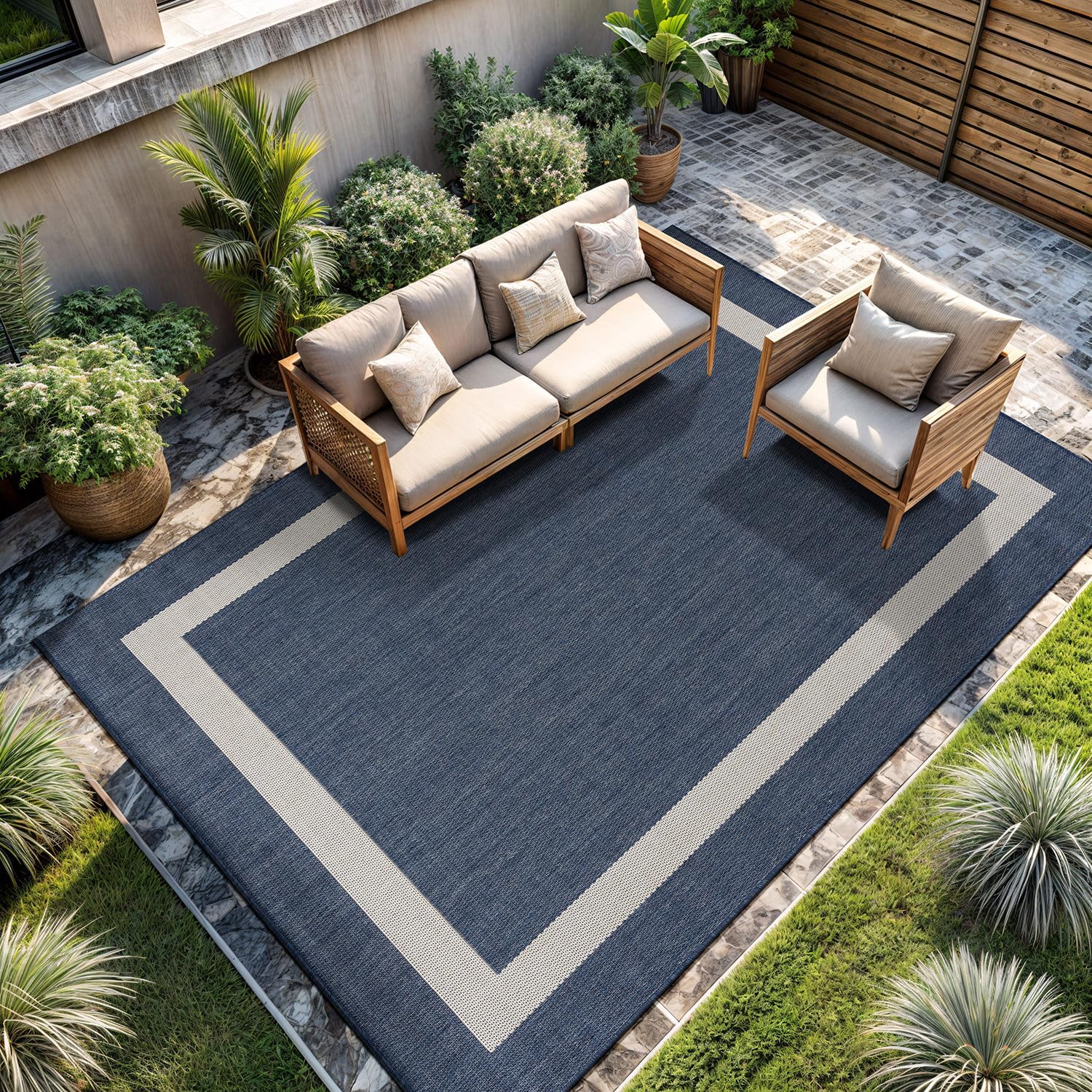 CAMILSON Outdoor Rug 6x9 - Modern Waterproof Area Carpet