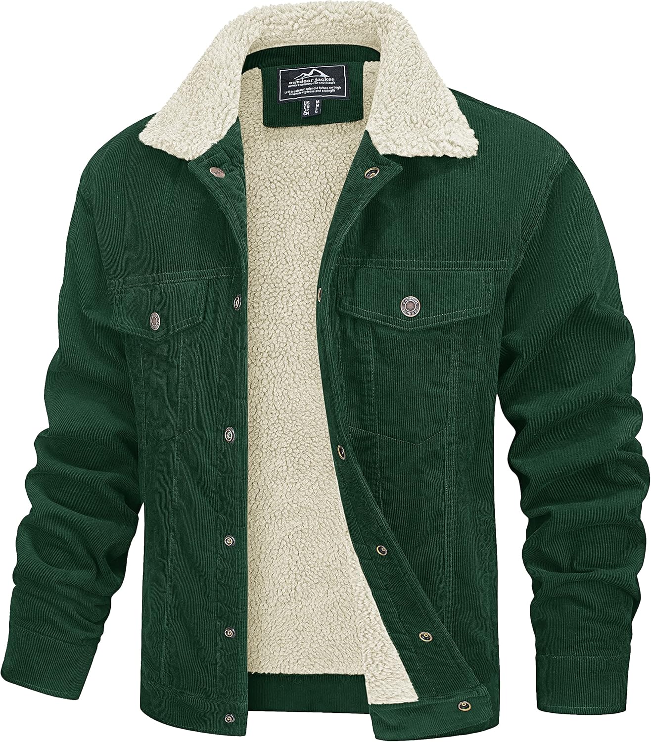 MAGCOMSEN Men's Corduroy Jacket with Sherpa Lining for Winter