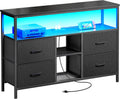 Huuger TV Stand Dresser with LED Lights and Power Outlets - 50in TV