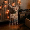 Standing Rattan Reindeer Decoration with Warm White Lights - Lawn