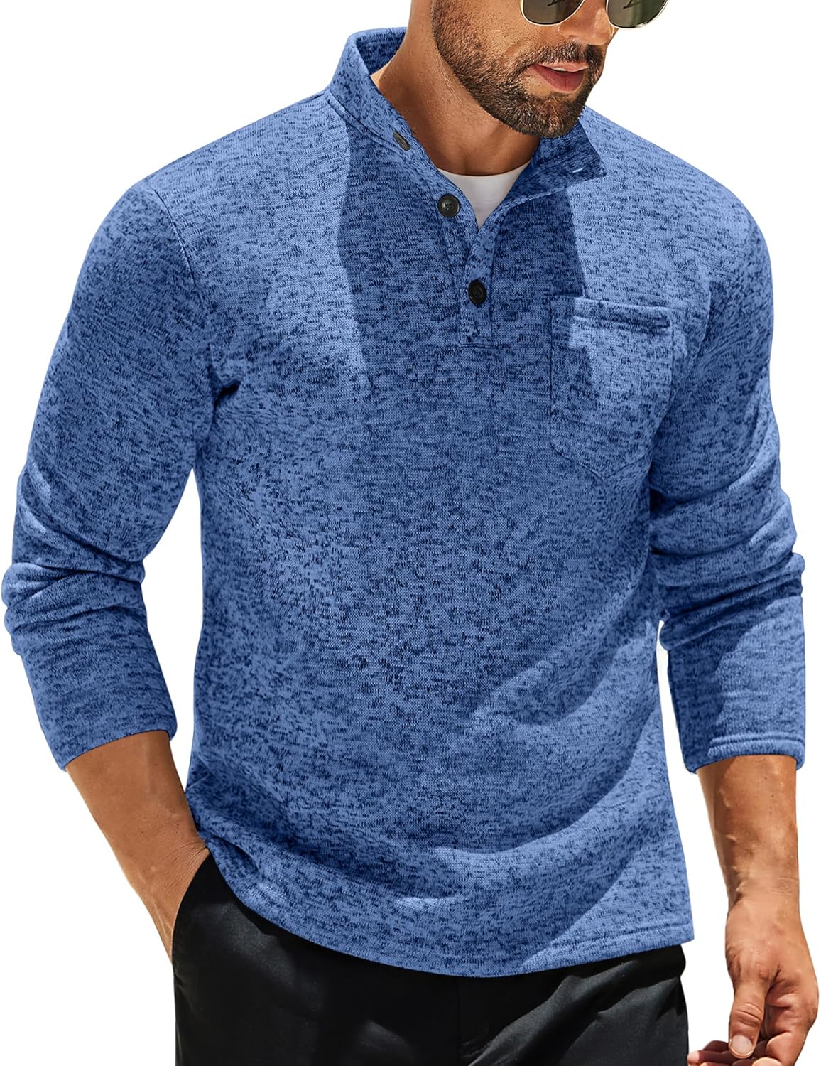 COOFANDY Men's Quarter Button Henley Sweater for Casual Style