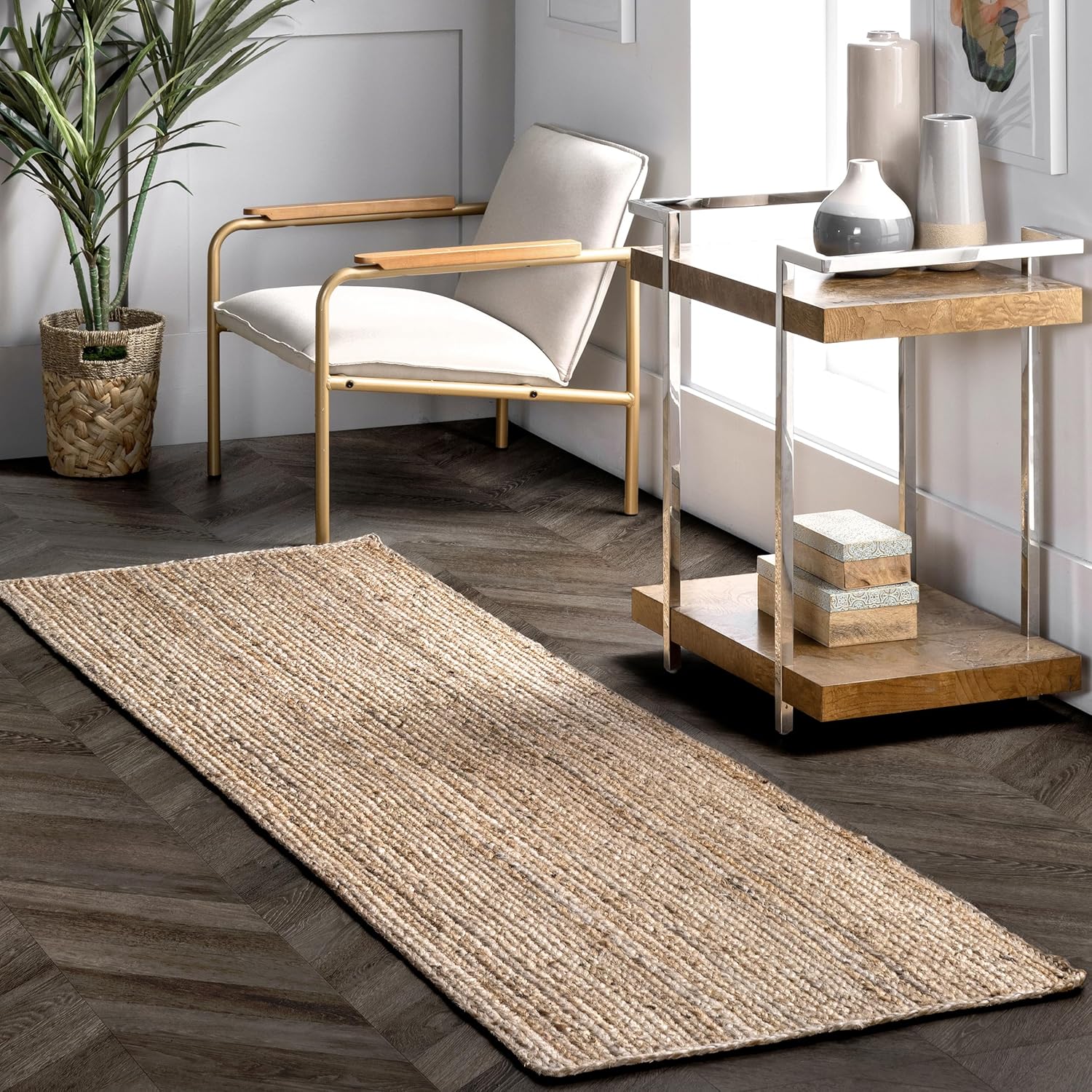 nuLOOM 2x10 Rigo Jute Hand Woven Area Rug for Any Room