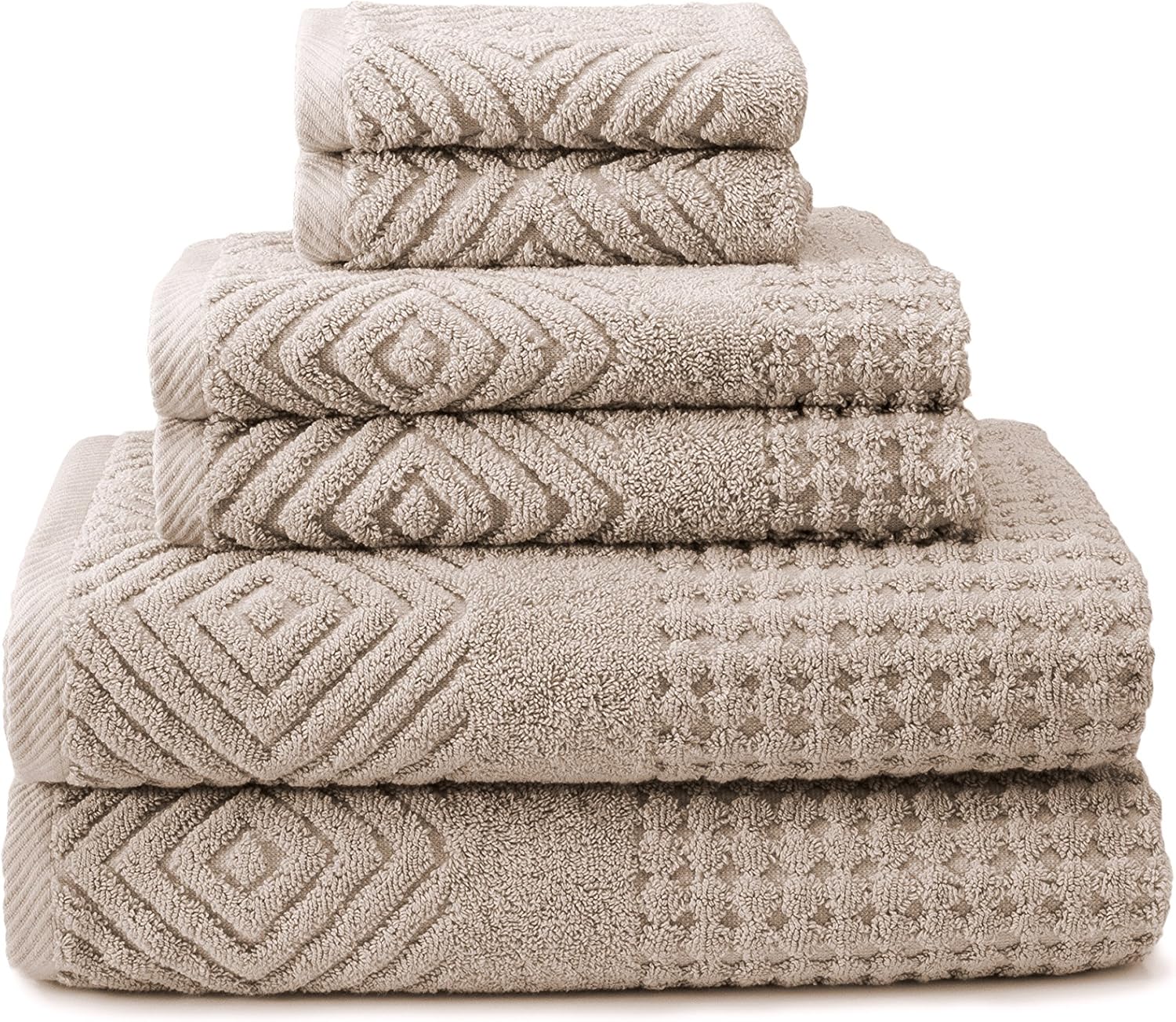 Luxurious 100% Organic Cotton Diamond Jacquard Bath Towel Set