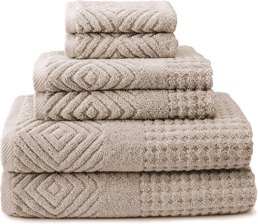 Luxurious 100% Organic Cotton Diamond Jacquard Bath Towel Set