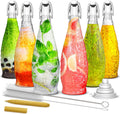 33 Oz Textured Swing Top Glass Bottles 6 Pack - Durable Airtight Set