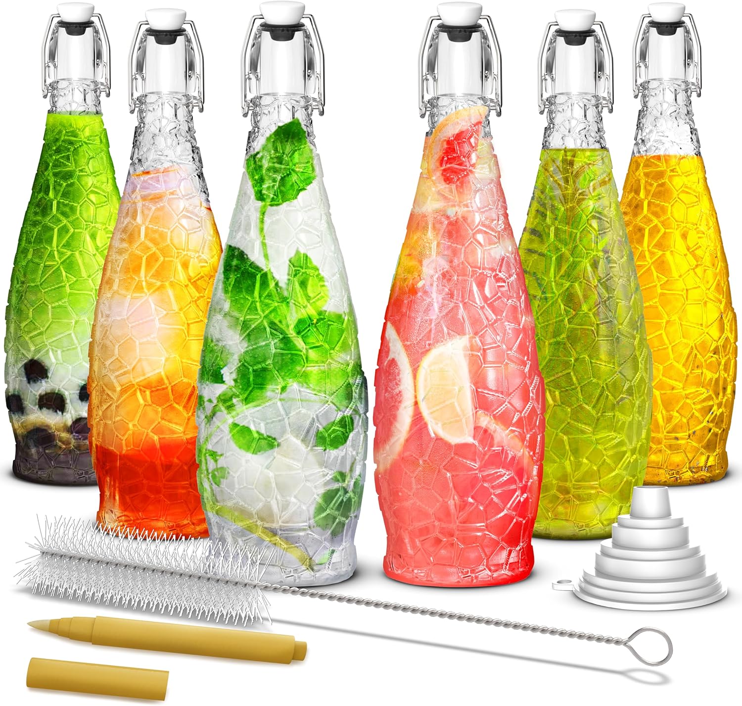 Nevlers 33 Oz Textured Swing Top Glass Bottles for Brewing