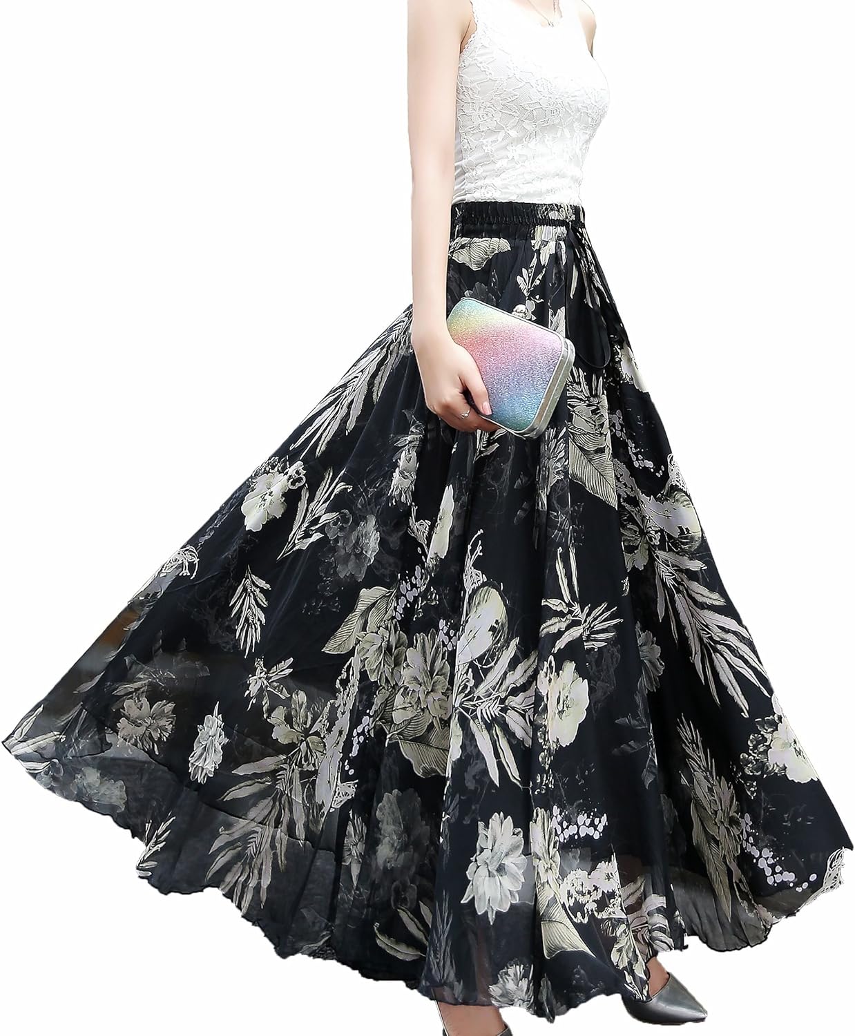 Afibi Women Full Length Chiffon Maxi Beach Skirt for All Occasions