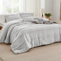 Bedsure King Comforter Set Pinch Pleat - Light Grey All-Season Comfort