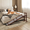 Onelike Wooden Dog Ramp for Bed with Non-Slip Carpet Surface
