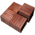PrimeZone 27 PCS Solid Acacia Wood Interlocking Deck Tiles - Durable