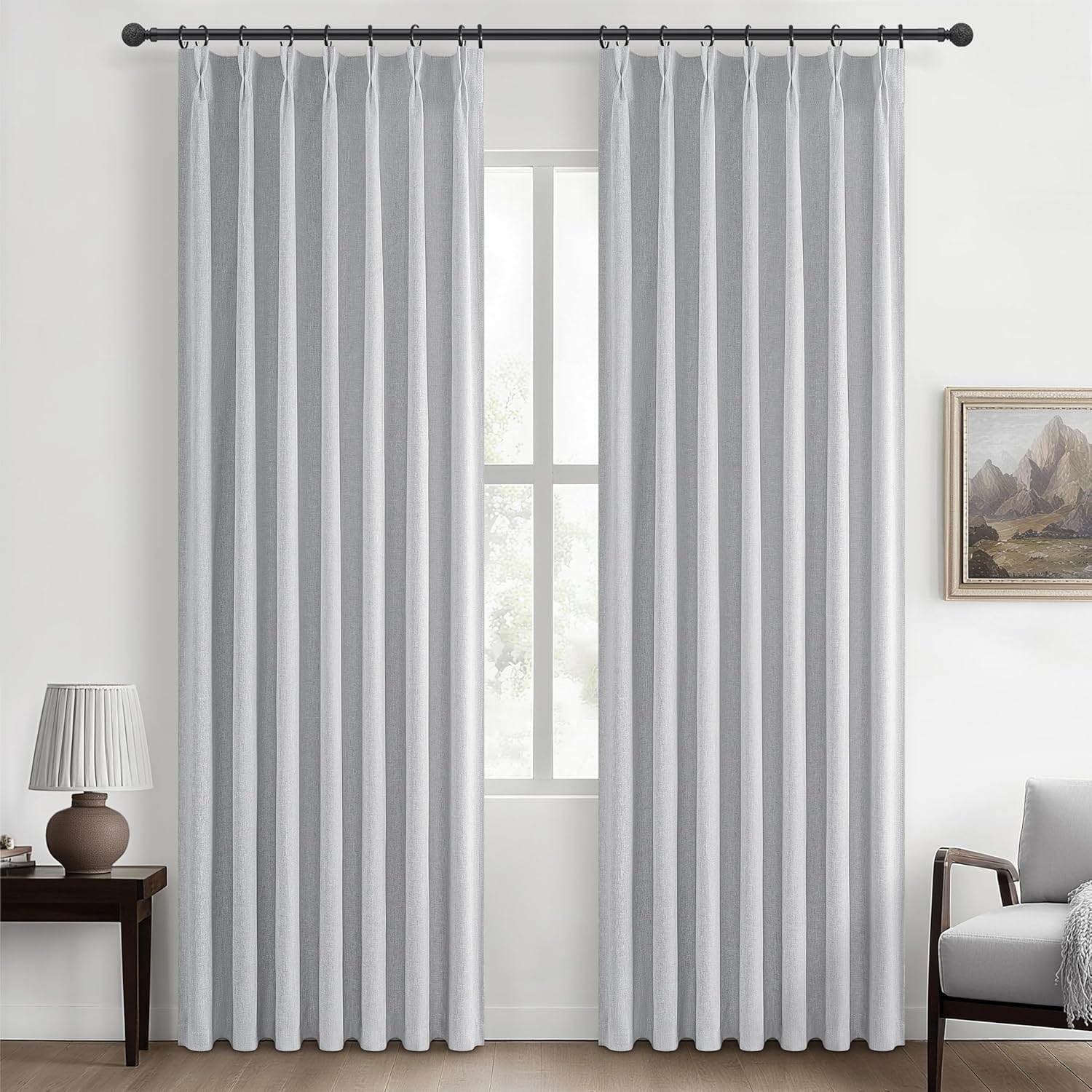 Light Grey Black Out Curtains by QJmydeco for Living Room