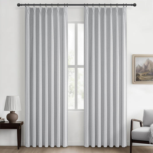 Light Grey Black Out Curtains 90 Inch Long for Living Room