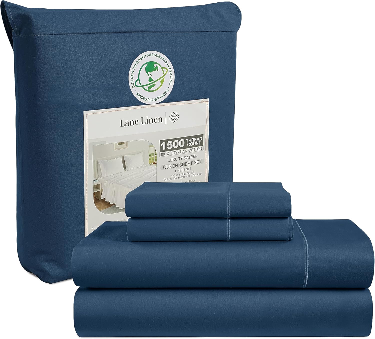 1500 Thread Count Egyptian Cotton King Size Sheets Set