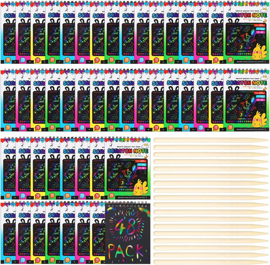 Seajan 48 Pcs Scratch Note Pads - Creative Rainbow Art