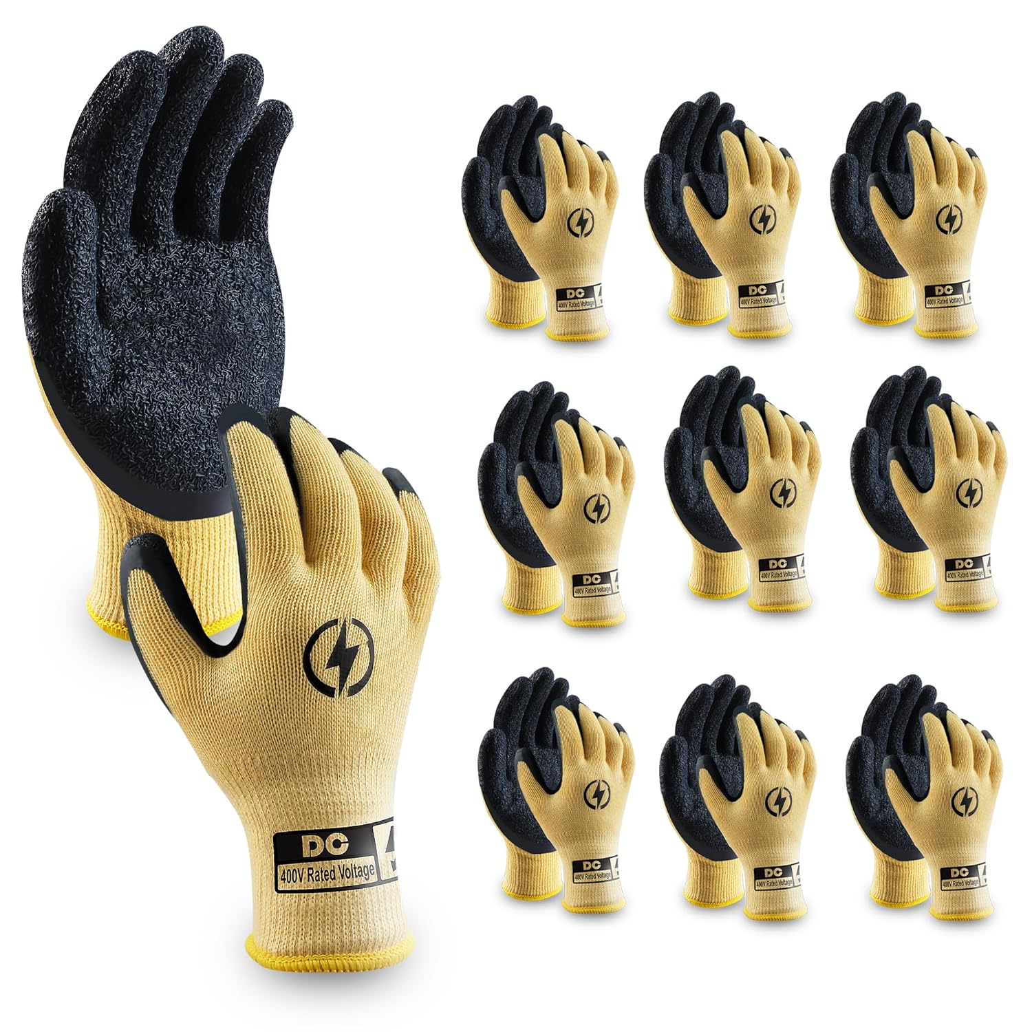 10 Pairs Insulated Electrician Gloves for Safe Electrical Work