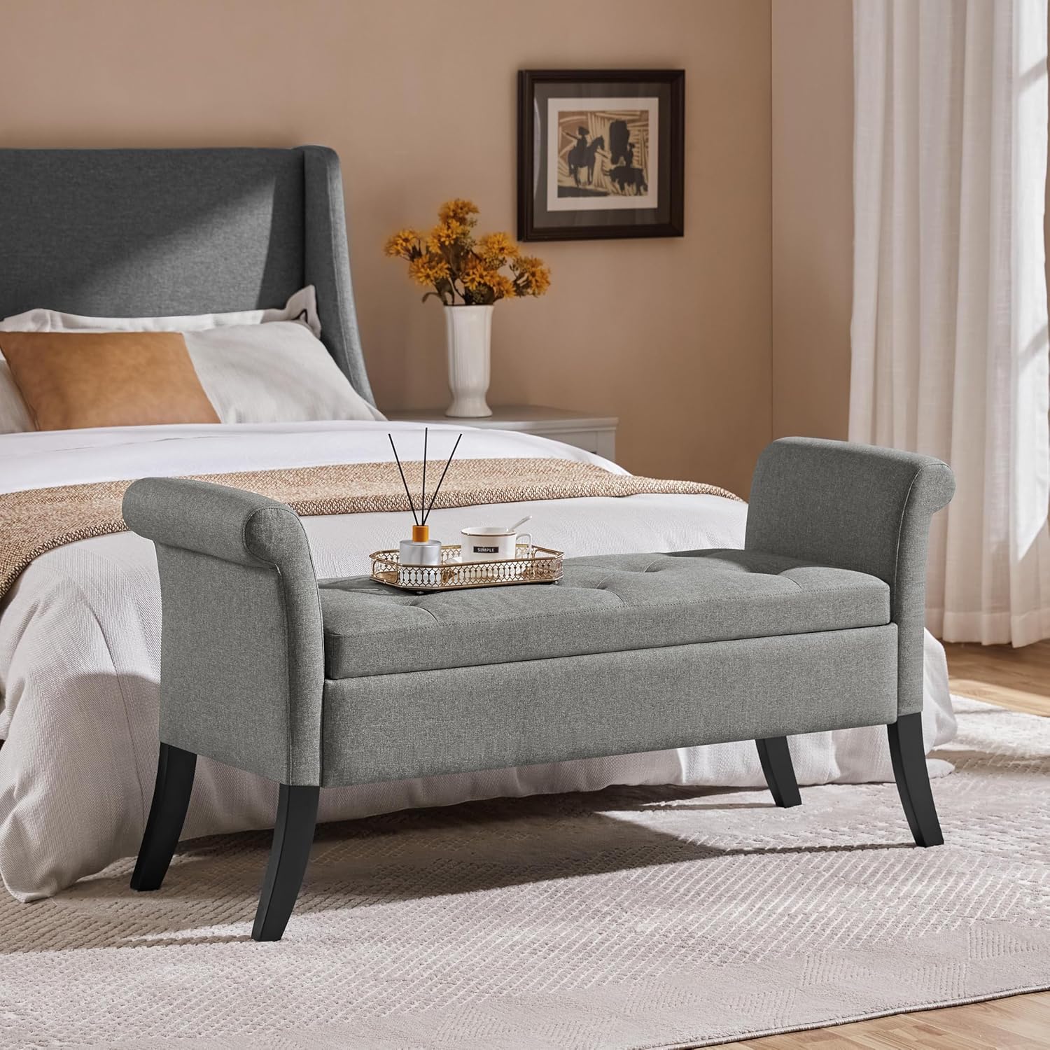 Yaheetech 52 in Storage Ottoman Bench with Safety Hinge