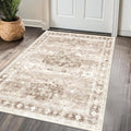 Washable Neutral Farmhouse Large Entryway Rug 3x6 - Low Pile, Non-Slip