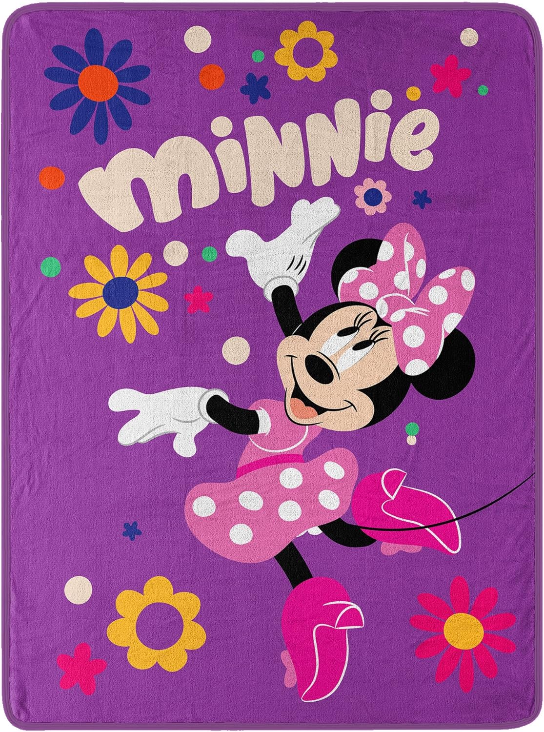 NORTHWEST Minnie Mouse Throw Blanket, Flower Design, Cozy 46x60~