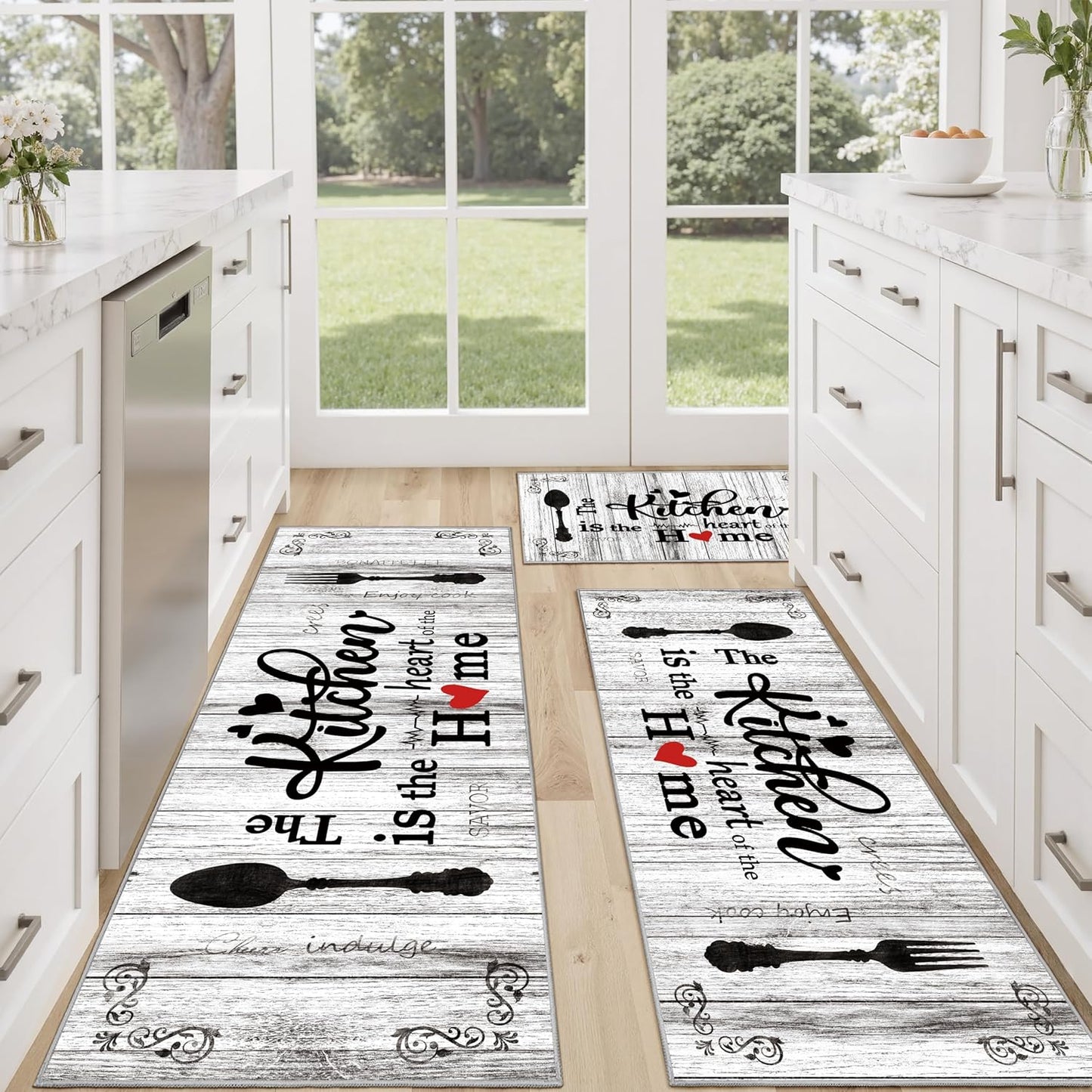 Tritard Non Slip Kitchen Mats Set of 3 for Rustic Homes