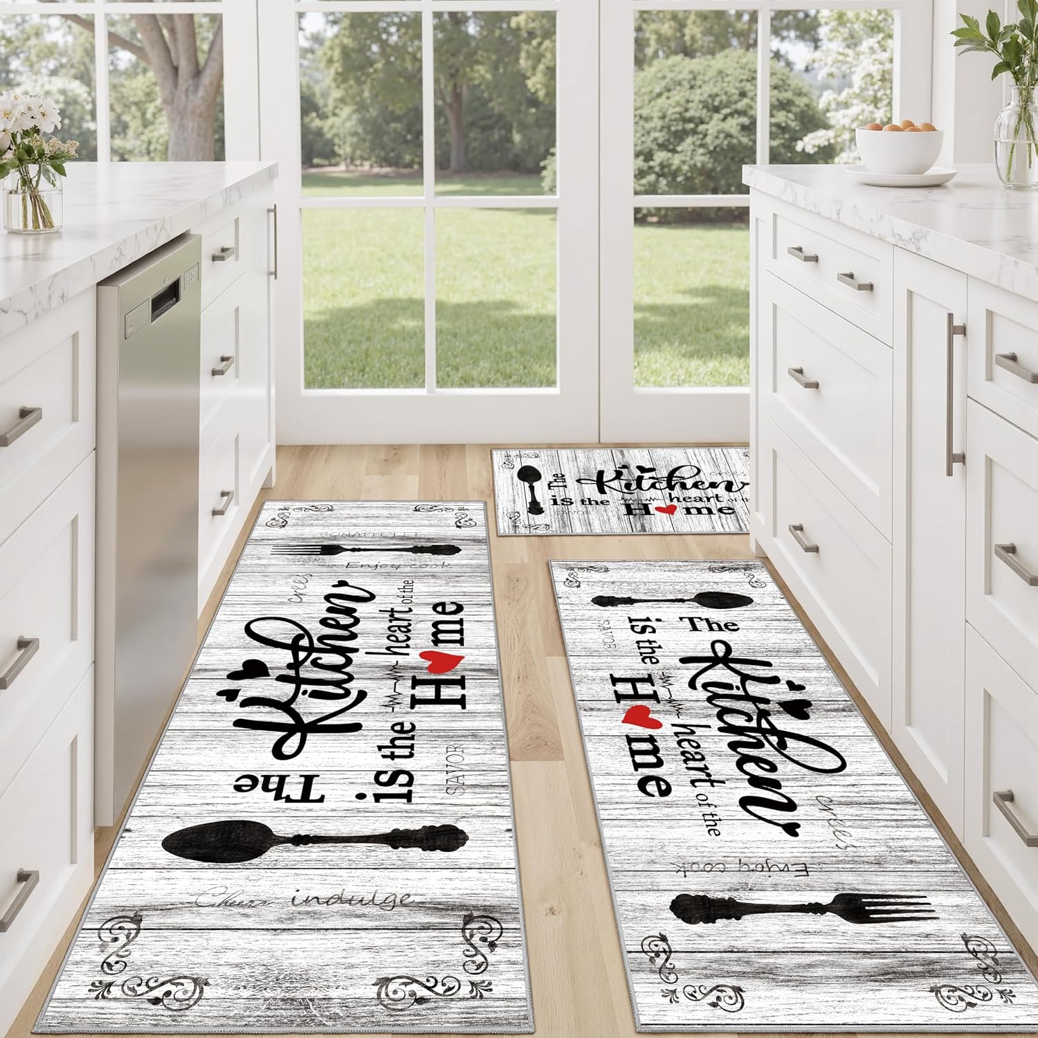Tritard Non Slip Kitchen Mats Set of 3 for Rustic Homes