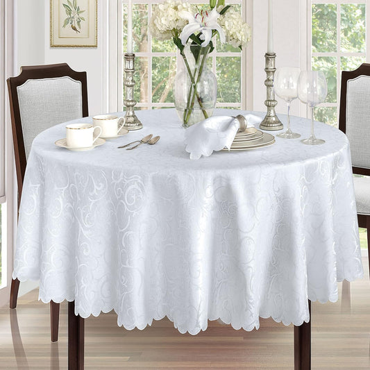 Newbridge Thanksgiving Portofino Scalloped Damask Tablecloth