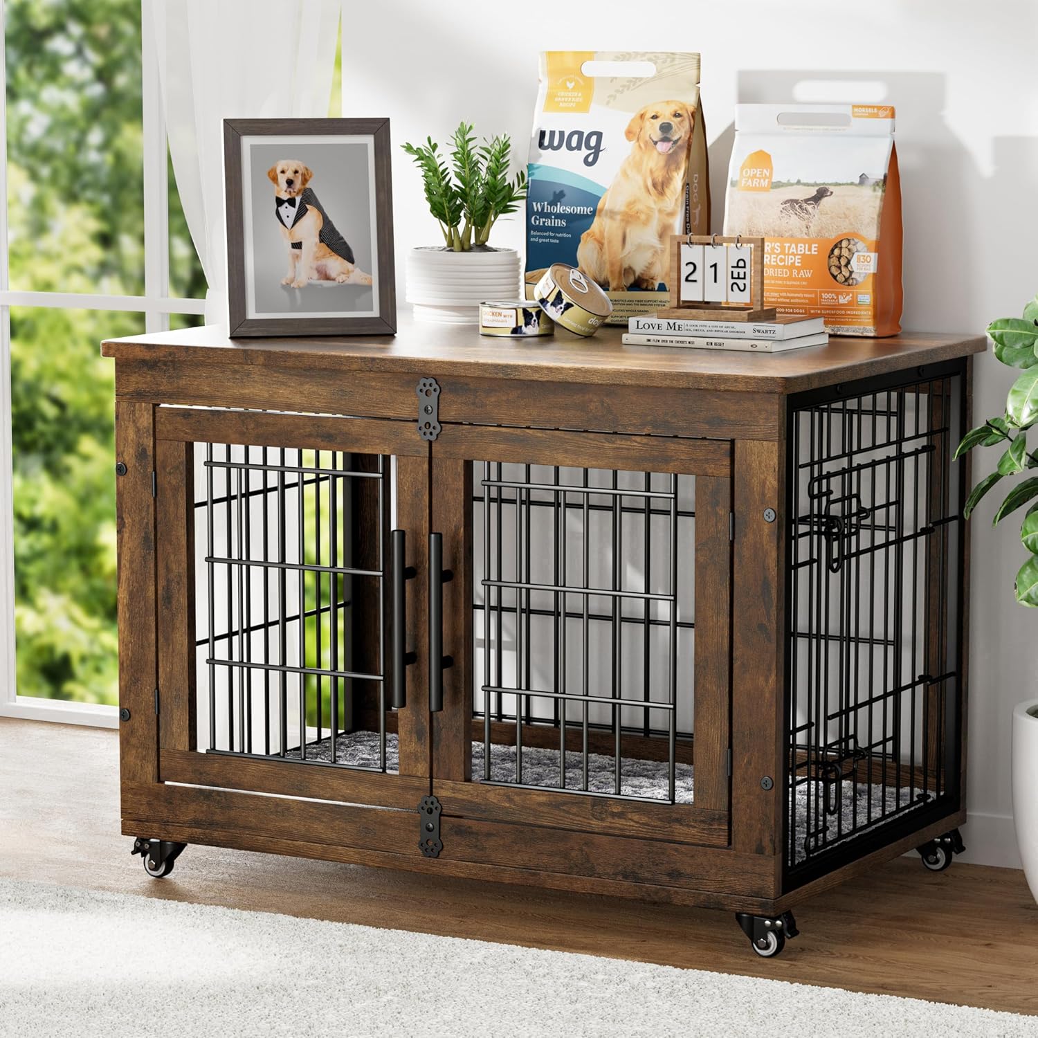 Stylish Dog Crate Furniture with Cushion for Small Dogs