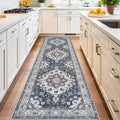 3x10 Washable Hallway Runner Rug - Vintage Blue Low Pile Comfort