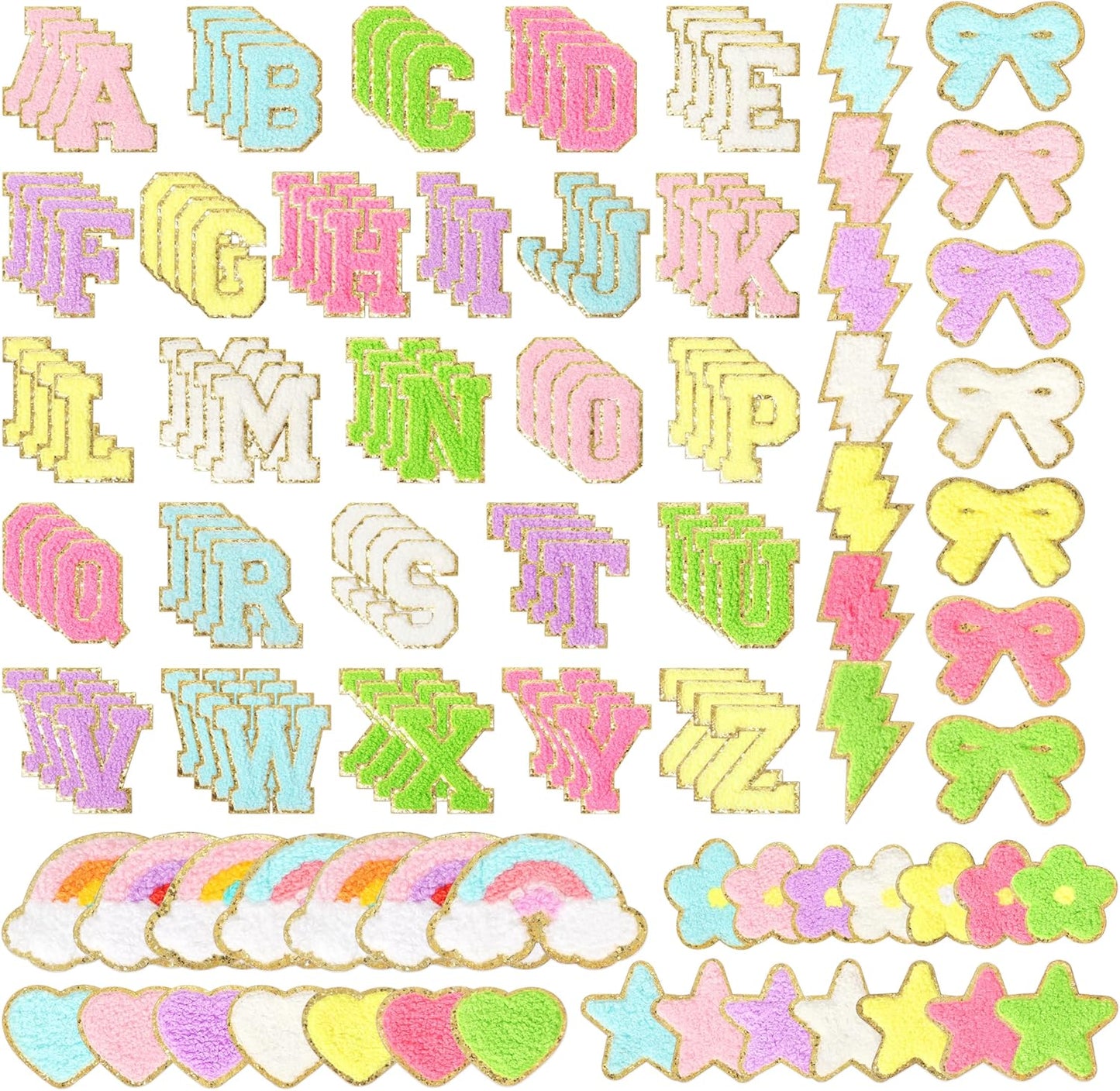 Chenille Patches Self-Adhesive for DIY Clothing - 146PCS Set