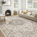 Vintage Living Room Area Rug 6x9 - Soft Washable Oriental Distressed