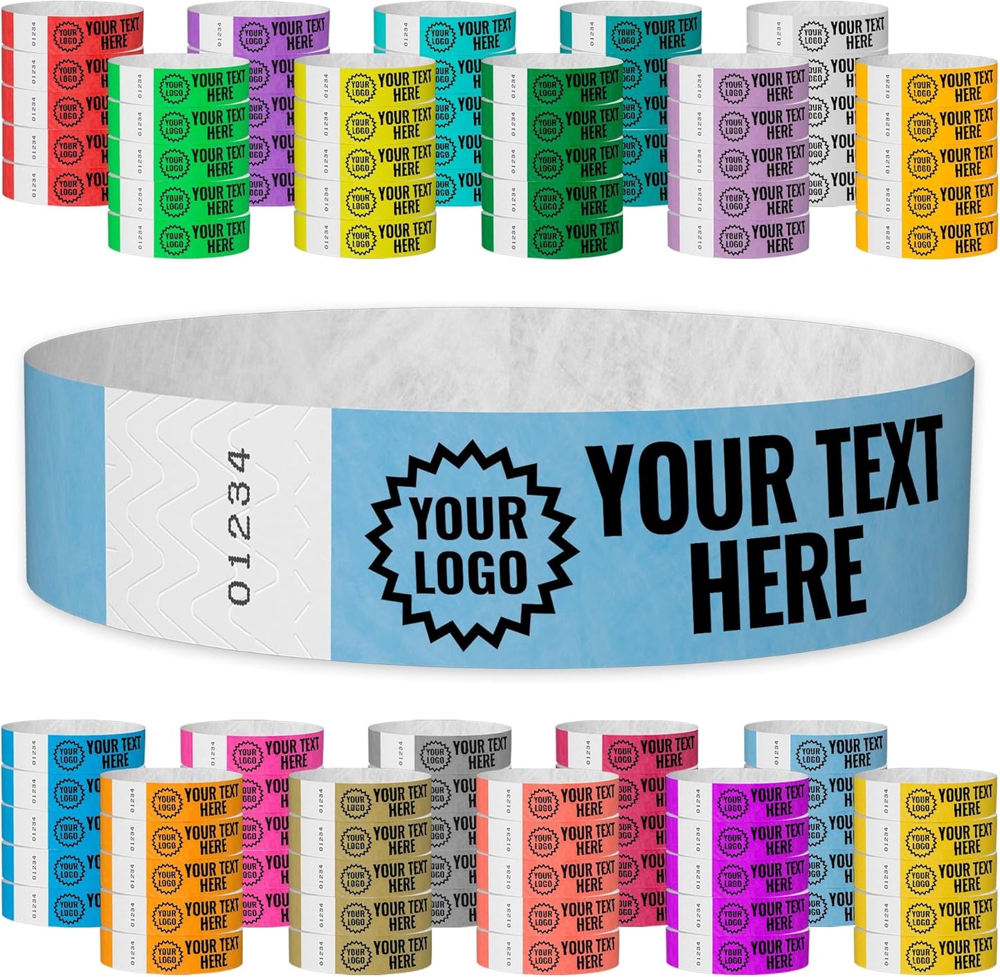 Sky Blue Custom Imprint Wristbands for Events and Festivals