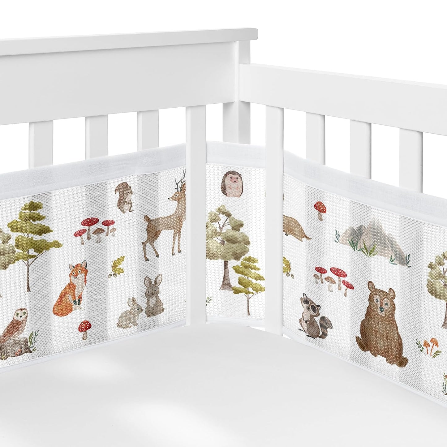 Breathable Mesh Crib Liner Set for Woodland Nursery Decor
