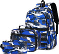 Boys Backpack with Lunch Box Camo Blue Set - Small