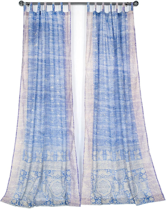 Light-Filtering Sari Colorful Curtains for Boho Home Decor
