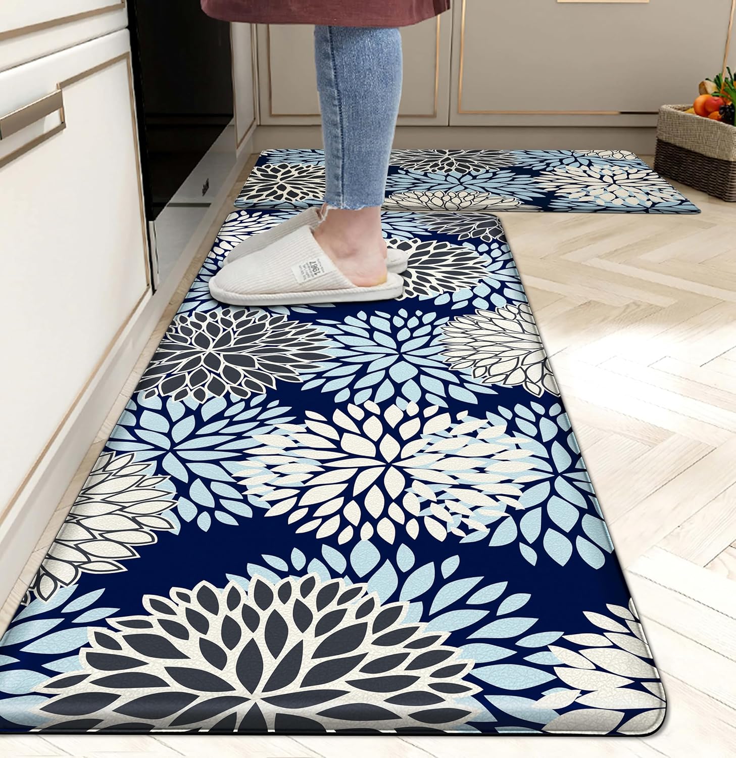 Cushioned Anti Fatigue Kitchen Mats Set of 2 for Comfort