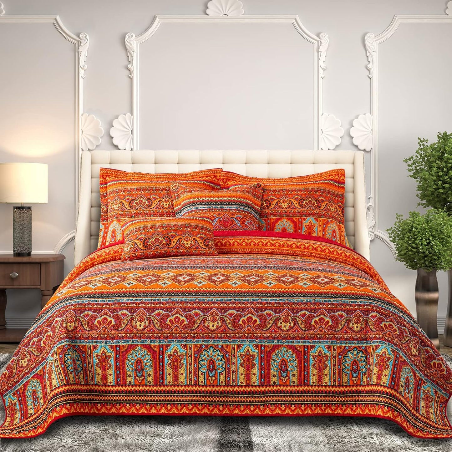 Vibrant Cotton California King Quilt Set for Cozy Bedrooms