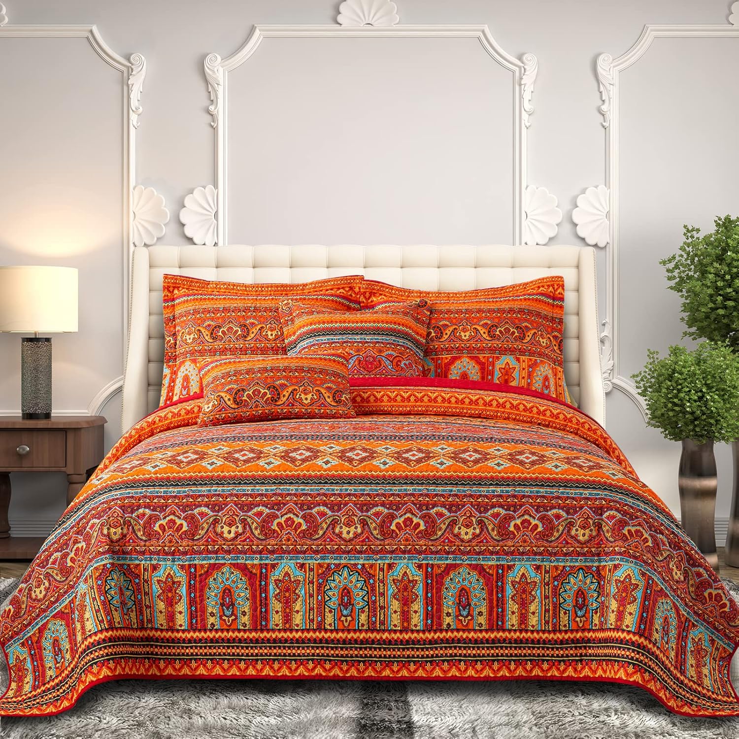 Vibrant Cotton California King Quilt Set for Cozy Bedrooms